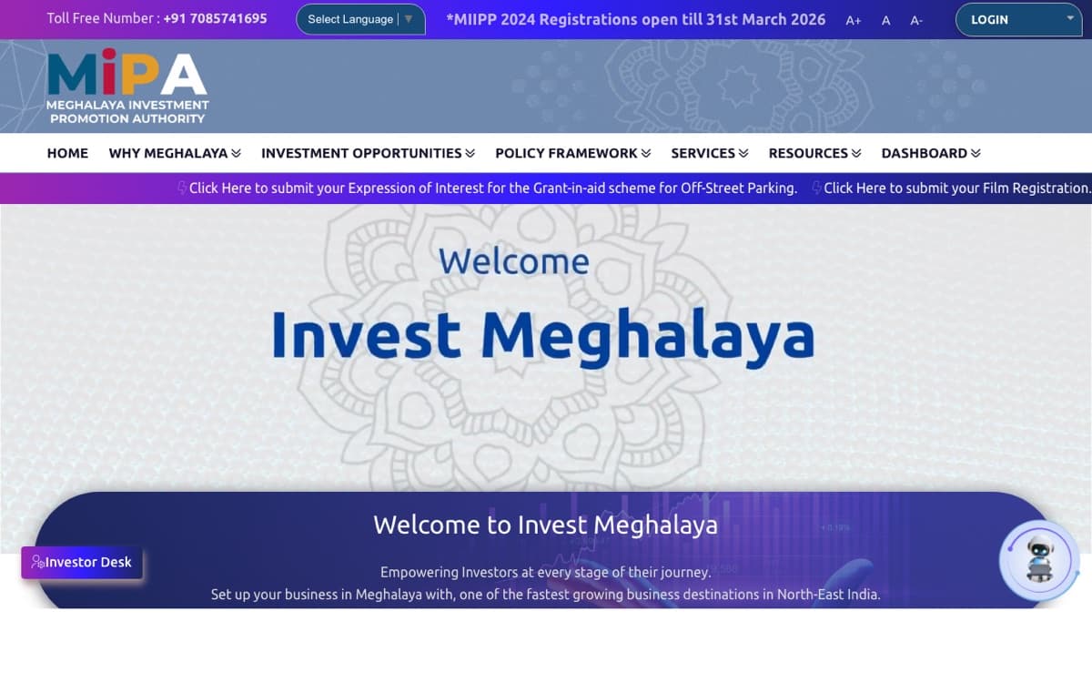Invest Meghalaya — Home screenshot